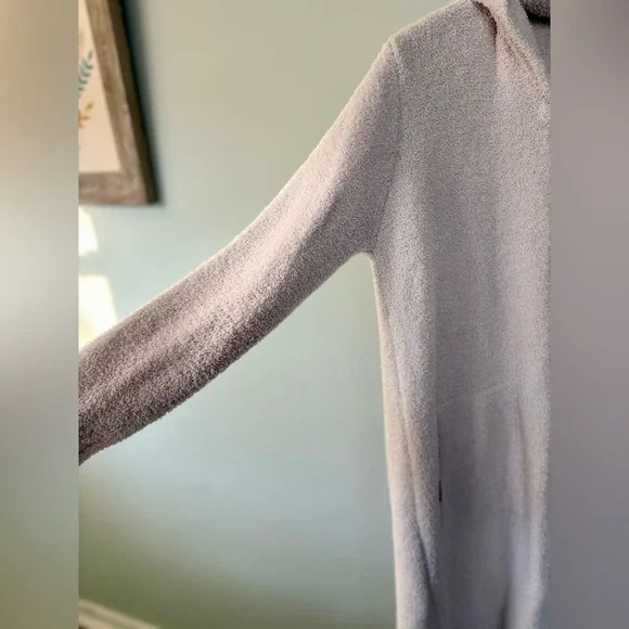 Barefoot Dreams CozyChic Full Zip Hooded Lounger Robe Cream Size S/M - Picture 3 of 8